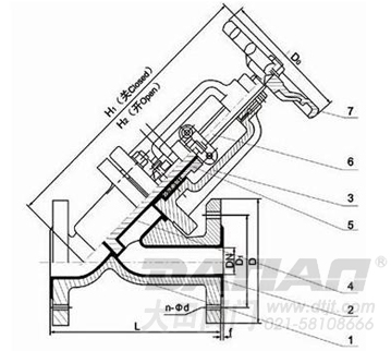 直流式衬氟截止阀结构图