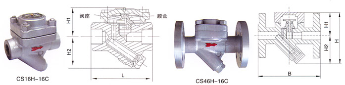 CS16H-16C膜合式疏水阀结构示意图