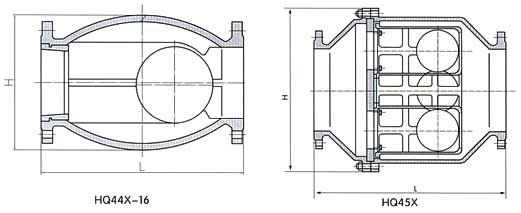 HQ44微阻球形止回阀结构示意图