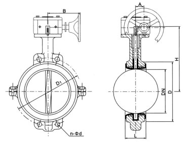 D371(半衬)、D371Fs(全衬)蜗轮对夹衬氟塑料蝶阀