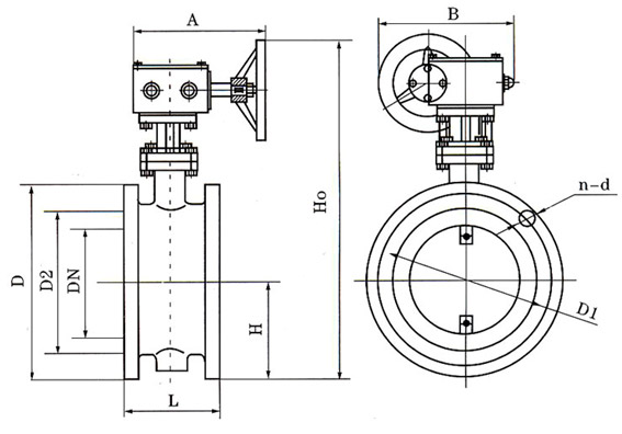 D341蜗轮法兰式通风蝶阀结构图