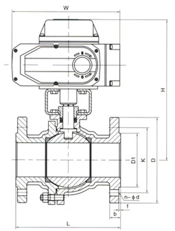 电动法兰球阀结构示意图